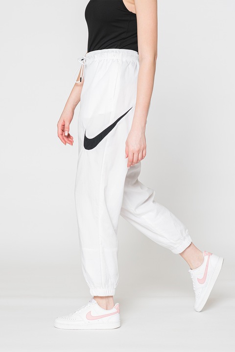 Nike, Спортен панталон Essential с връзки и лого, Бял