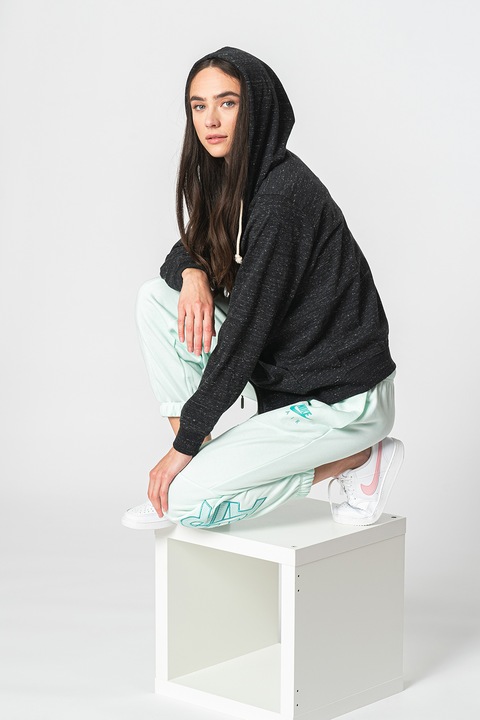 Nike, Худи Easy с цип и скосени джобове, Меланж тъмно сиво