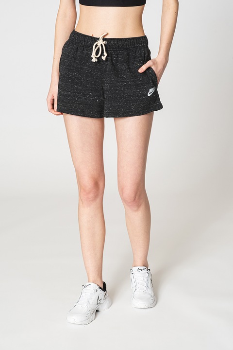 Nike, Къс панталон Sportswear Gym Vintage с джобове, Бял/Черен