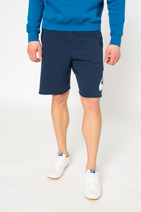 Nike, Pantaloni scurti lejeri cu logo Sportswear Essential, Bleumarin, L