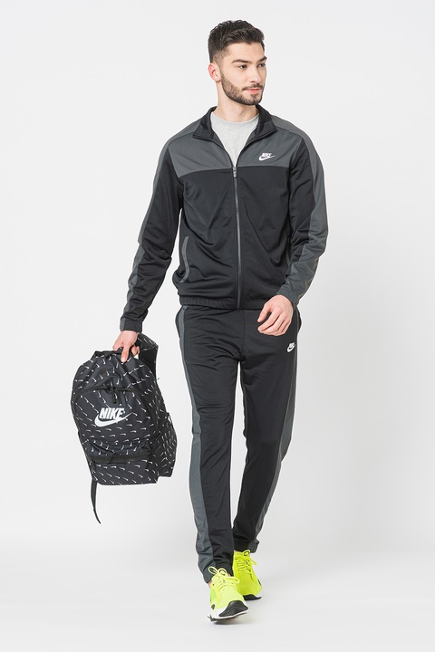 Nike, Спортен екип с контрастни панели, Tъмносив/Черен