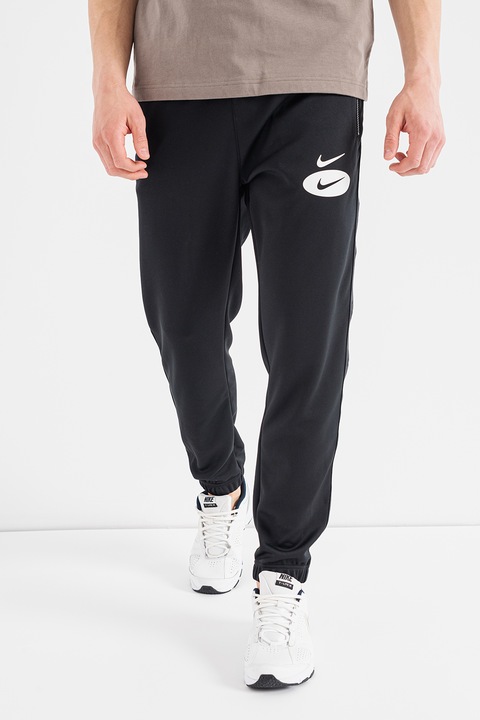 Nike, Pantaloni de trening cu benzi logo Swoosh League, Negru