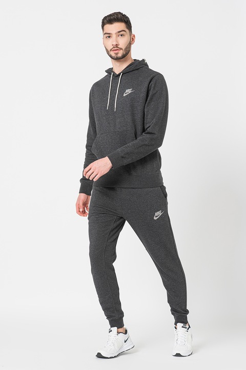 Nike, Pantaloni sport cu logo si snur de ajustare Revival, Gri inchis melange