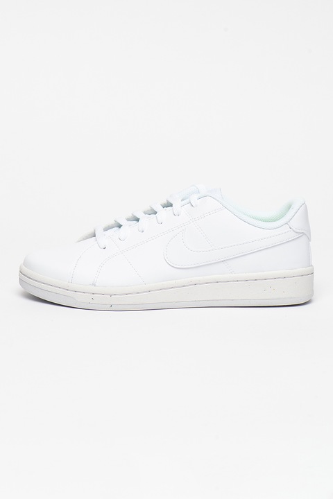 Nike, Pantofi sport de piele ecologica cu logo Court Royale 2, Alb, 8.5