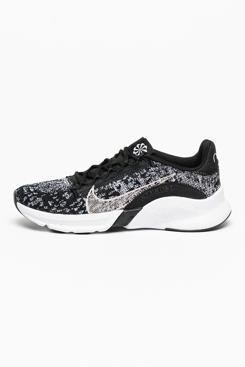 Nike, Pantofi low-top pentru antrenament Superrep Go 3 Flyknit Next Nature, Alb/Negru