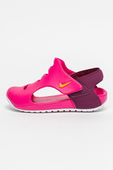 Nike, Sandale cu detaliu logo Sunray Protect 3, Fucsia/Violet prafuit