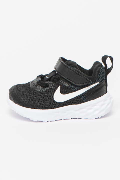 Nike, Олекотени спортни обувки Revolution 6 с велкро, Бял/Черен