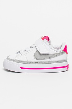 Nike - Кожени спортни обувки Court Legacy с велкро, Бял/Сив