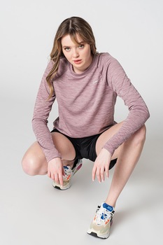 Nike - Блуза за бягане Pacer с ръкави релган, Бледа лила/Фанданго