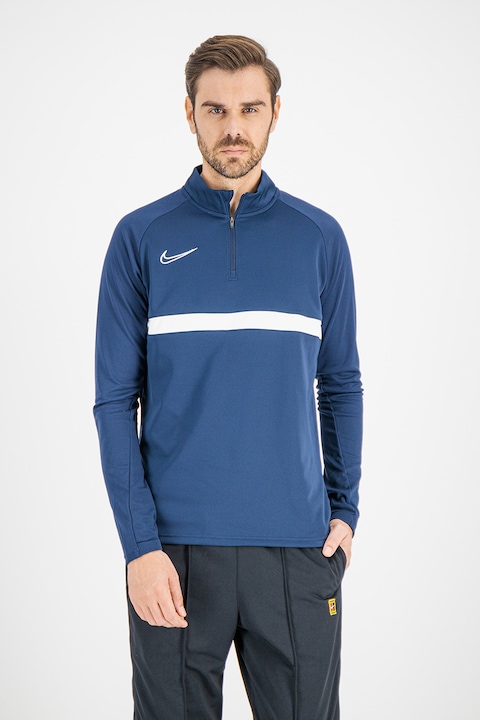 Nike, Bluza cu fenta scurta cu fermoar si tehnologie Dri-Fit, pentru fotbal, Bleumarin