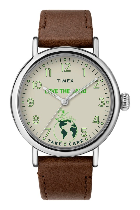 Timex, Essential kvarc karóra bőrszíjjal, Ezüstszín/Barna