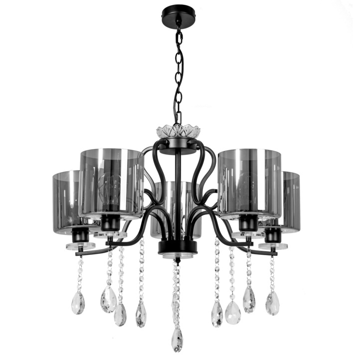 Toolight APP958-5CP mennyezeti kristály lámpa, fekete