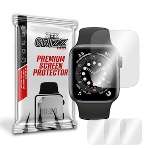 Set 3 folii protectie smartwatch, Grizz Glass, Hydrogel, Silicon, Compatibil cu Apple Watch 41mm, Transparent