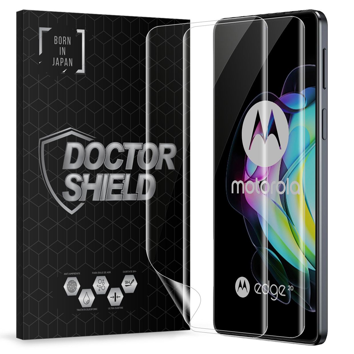 Set 2 Bucati, Folie Silicon Dr.Shield, Compatibil Motorola Edge 20, Nano Repair, Protectie Profesionala Ecran, Full Cover