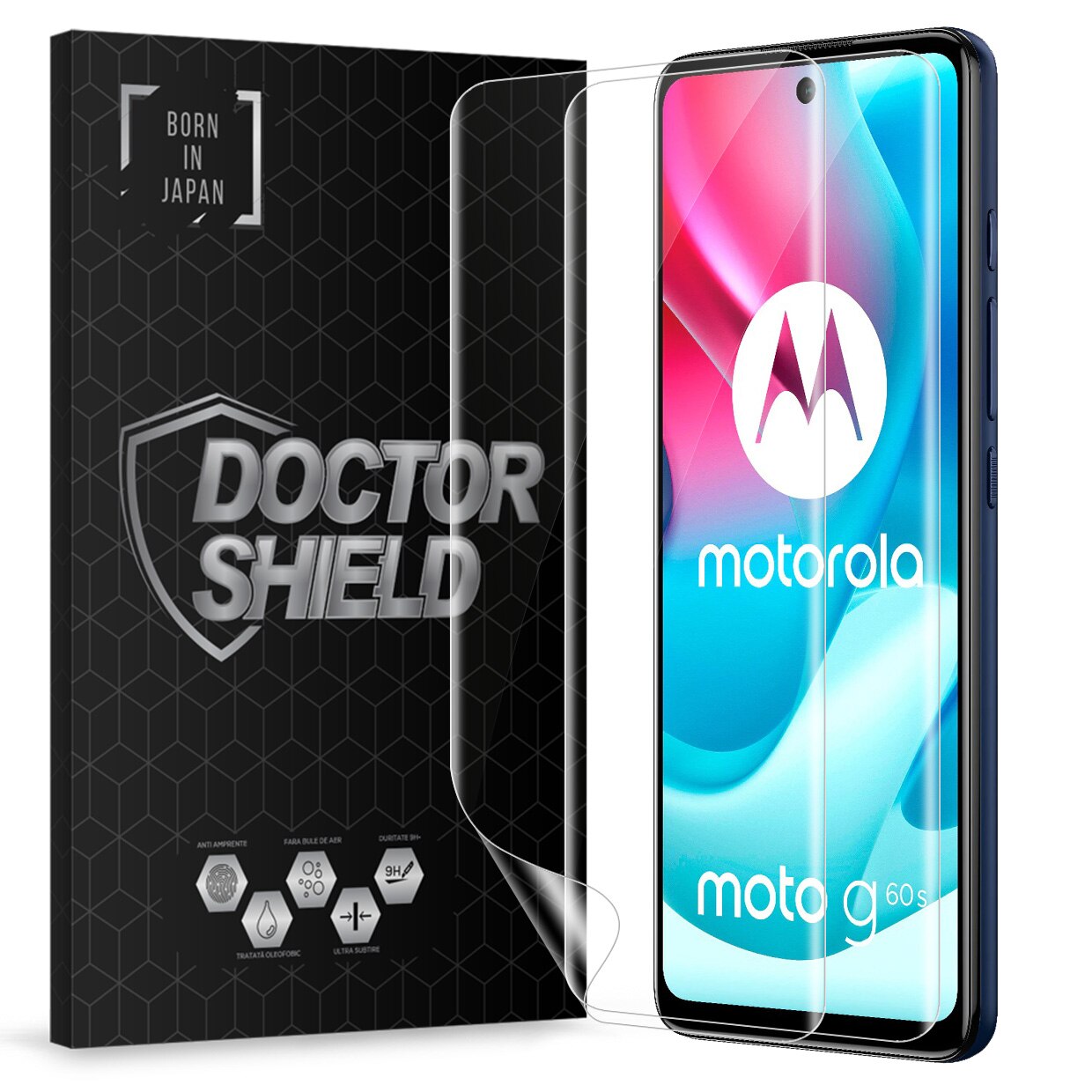 Set 2 Bucati, Folie Silicon Dr.Shield, Compatibil Motorola G60s, Nano Repair, Protectie Profesionala Ecran, Full Cover