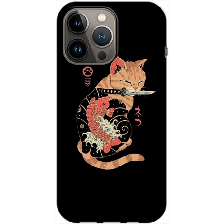 Husa compatibila cu Apple iPhone 13 Pro model Yakuza cat, Silicon, TPU, Viceversa