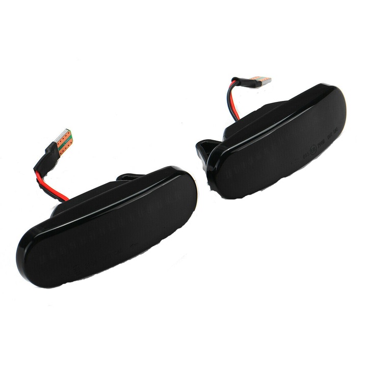 Set de 2 Lampi semnalizare laterala/aripi LED fumurii pentru Fiat Punto, Punto Evo, Grande Punto, Doblo, Fiorino, Linea, Stilo, Citroen Nemo, Lancia Musa, Peugeot Bipper