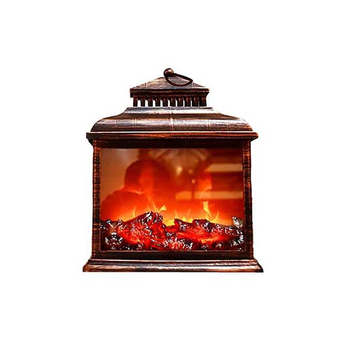 Semineu, felinar decorativ, 35 x 30 cm, simulare foc cu led, Magrot 037