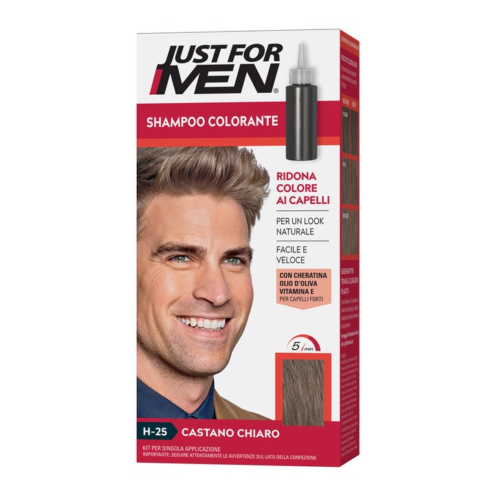 Оцветяващ шампоан Just For Men, Castano Chiaro, 66 мл