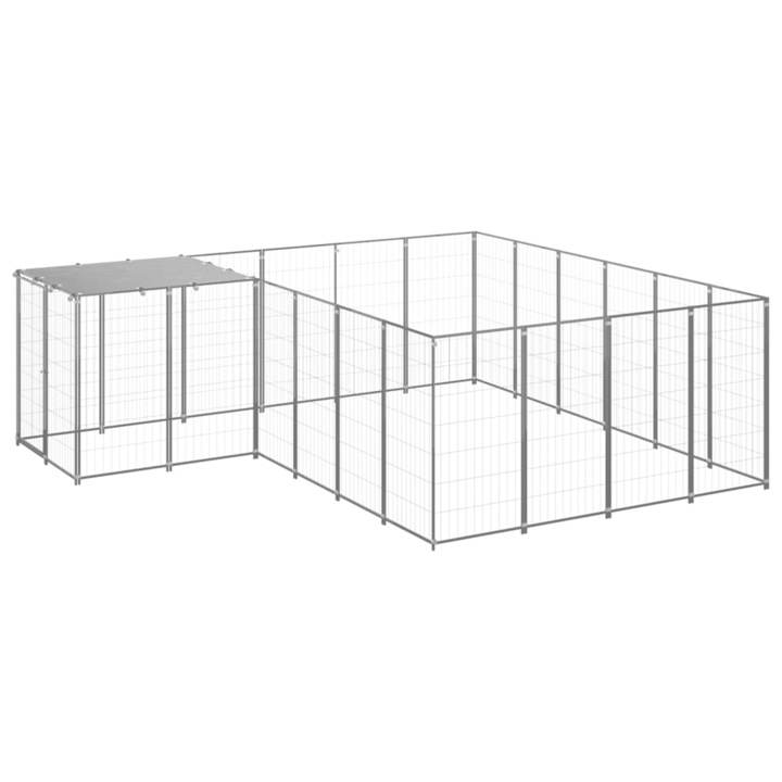 Kutyapad vidaXL, acél, 8,47 m², ezüst, 3082219