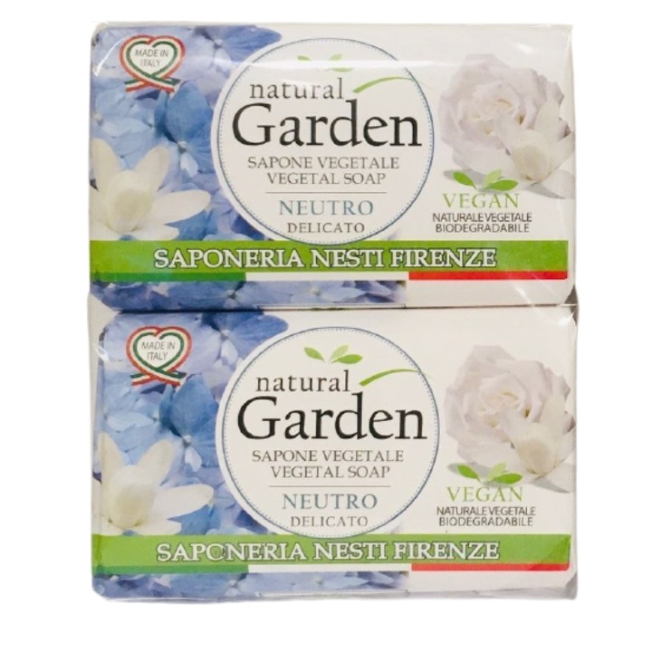 Комплект твърд растителен сапун, веган Natural Garden Neutro Delicato, 2 x 125 g