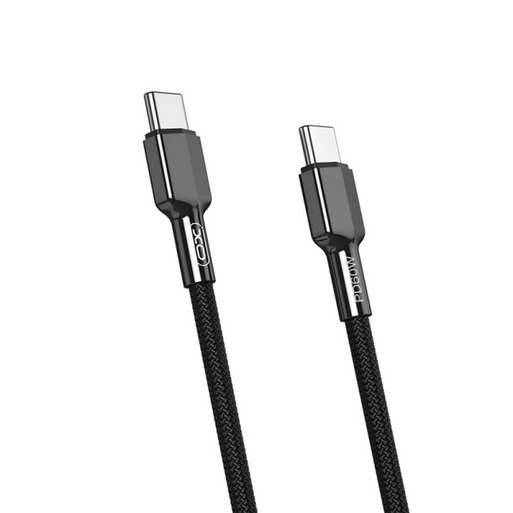 Кабел за зареждане и трансфер на данни XO NB-183B, 2X USB TYPE-C, 3A, 60W, 1M, ЧЕРЕН