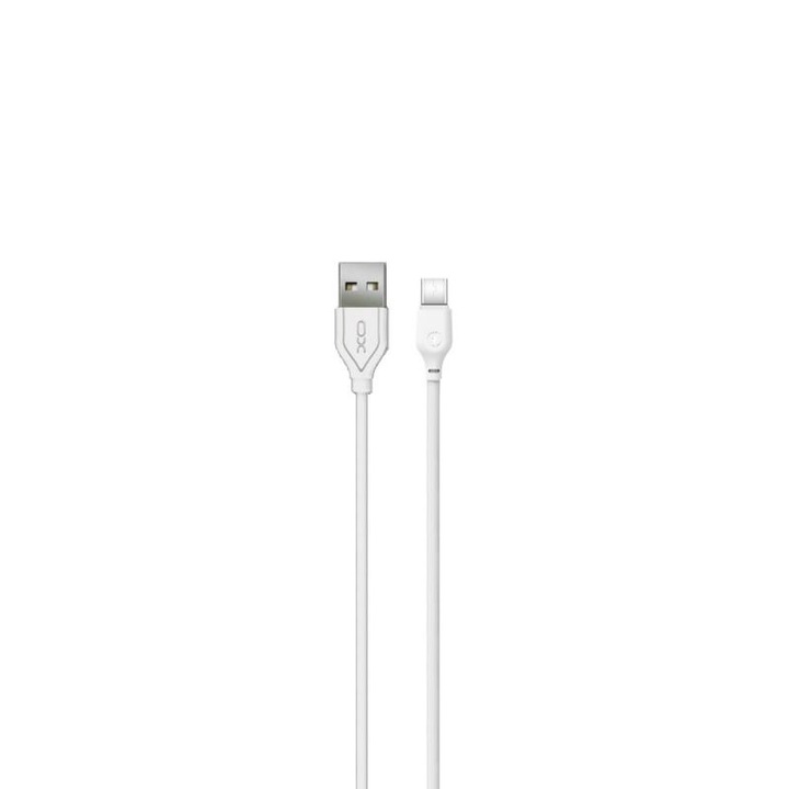 Кабел за зареждане и пренос на данни XO NB103, USB/USB Type-C, 2.1A, 2 м, Бял