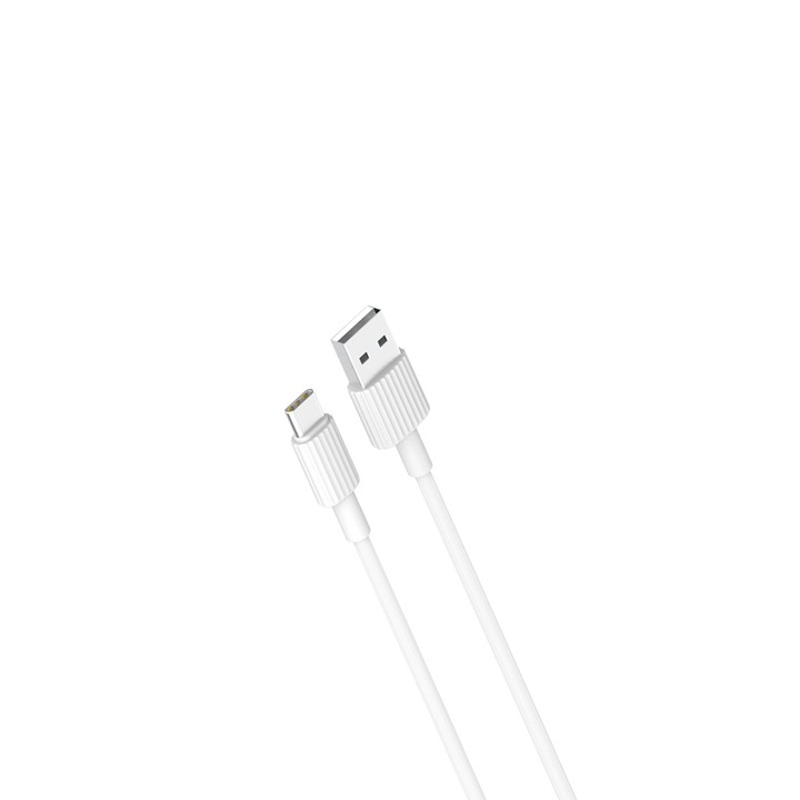 Кабел за зареждане и пренос на данни XO NB156, USB/USB Type-C, 2.4A, 1 m, Бял