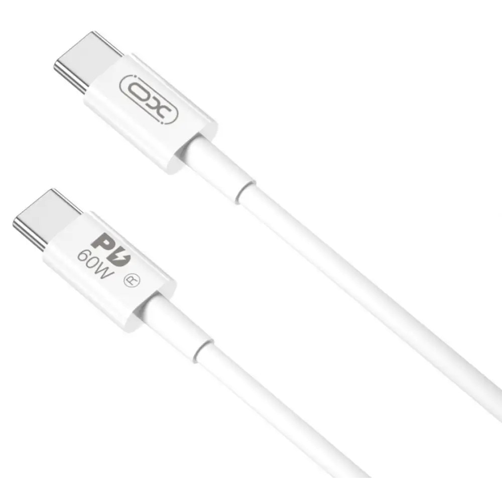Cablu pentru incarcare si transfer de date XO NB-Q190B, 2X USB TYPE-C, 3A, 60W, 2M, ALB