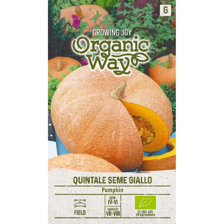 Seminte ecologice, Dovleac Quintale Seme Giallo, Organic Way, plic, 2 grame