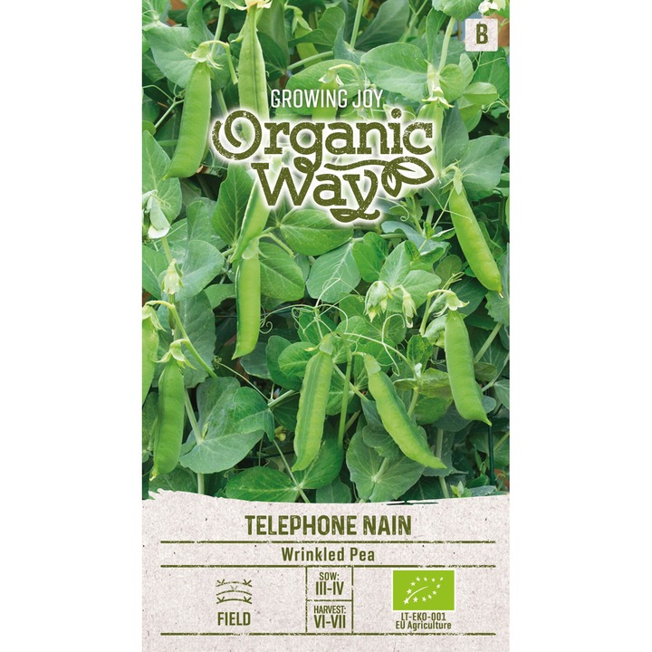 Seminte ecologice, Mazare Telephone Nain, Organic Way, plic, 8 grame