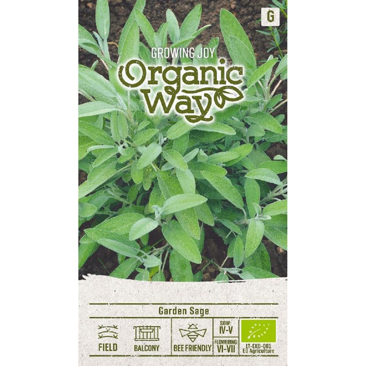 Seminte ecologice, Salvie de gradina, Organic Way, plic, 1 gram
