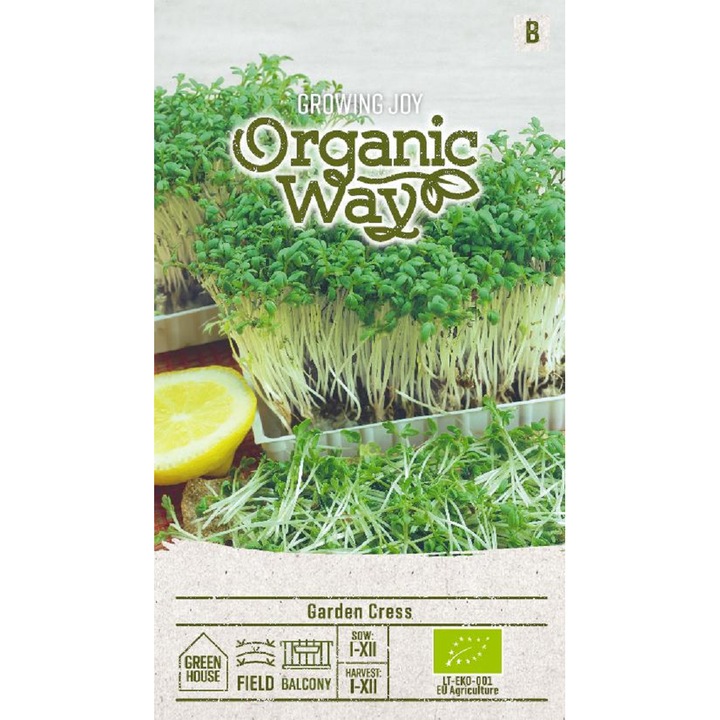 Seminte ecologice, Creson de gradina, Organic Way, plic, 5 grame
