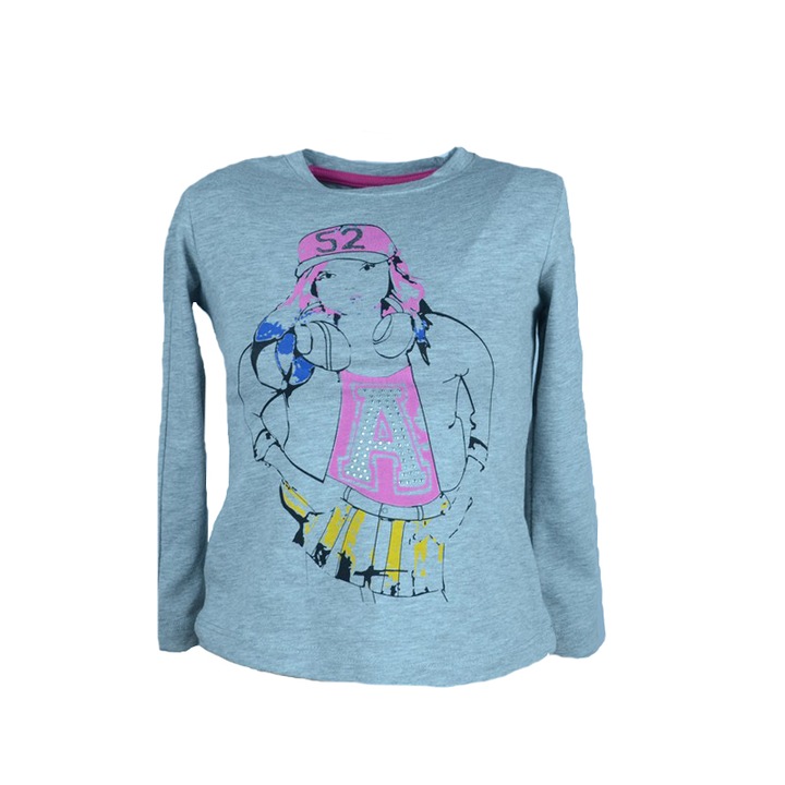 Bluza cu maneca lunga pentru fete Wendee FS102242-1-122, Gri 122 CM