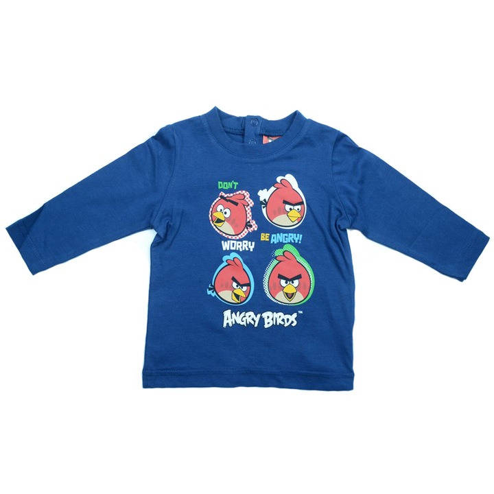 Bluza cu maneca lunga pentru baieti Sun City Angry Birds OE0163-68, Bleumarin 68 CM