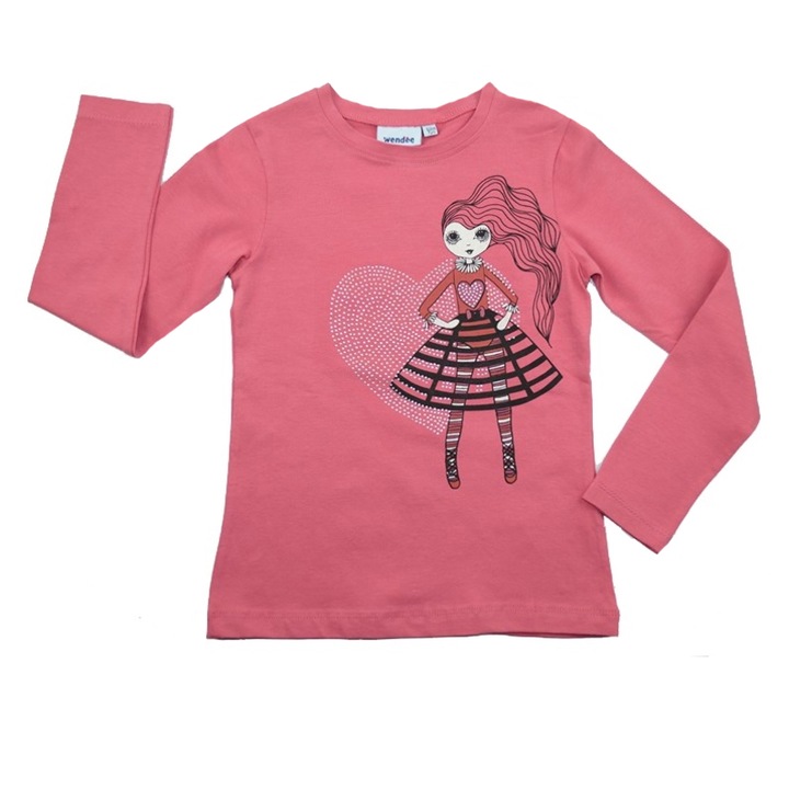 Bluza cu maneca lunga pentru fete Wendee DK101184-1P-122, Roz 5779