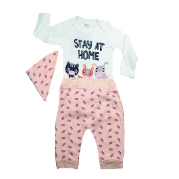 Compleu 3 piese pentru fete Chippi Chuppo 50-1_56-62 cm, Multicolor 56-62 CM Compleu 3 piese pentru fete Chippi Chuppo 50-1_56-62 cm, Multicolor 56-62 CM