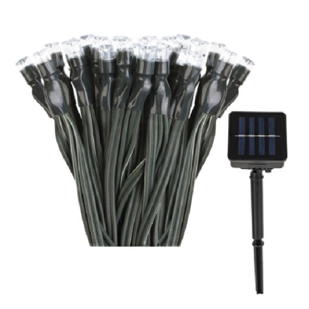 Lant cu 200 LED uri lumina alba calda cu incarcare solara, 20m