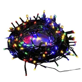 Instalatie led pom de Craciun, 100 leduri, multicolor, alimentare priza, fir negru, 9m Instalatie led pom de Craciun, 100 leduri, multicolor, alimentare priza, fir negru, 9m