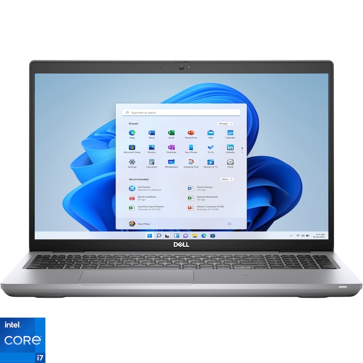Laptop Dell Precision 3561 cu procesor Intel Core i7-11850H, 15.6", 16GB, 512GB SSD, NVIDIA T600 4GB, Windows 11 Pro, Grey