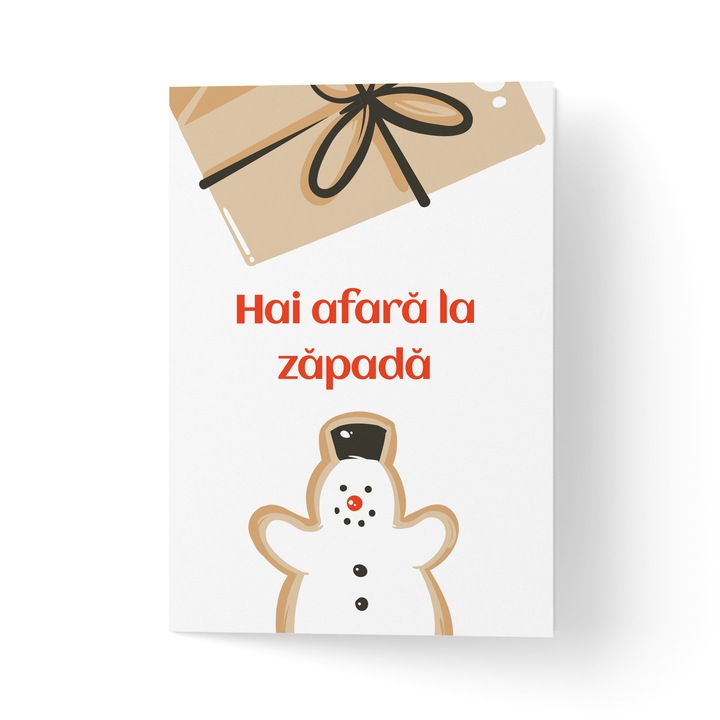 Felicitare de Craciun cu plic, hartie texturata premium - Hai afara la zapada