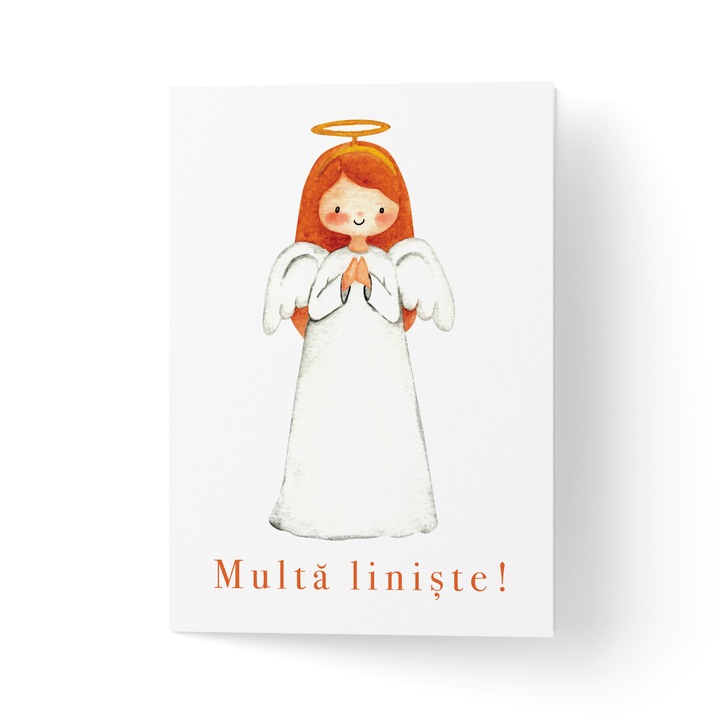 Karácsonyi üdvözlőlap borítékkal, prémium texturált papír - akvarell angyal