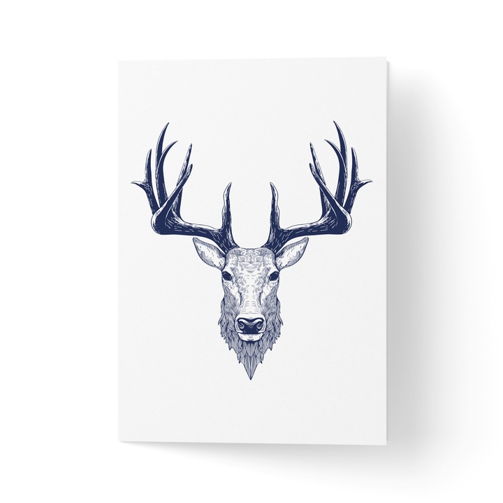 Karácsonyi üdvözlőlap borítékkal, prémium texturált papír - téli rénszarvas