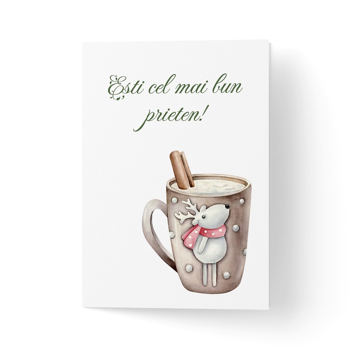 Üdvözlőlap borítékkal, prémium texturált papír - karácsonyi legjobb barát