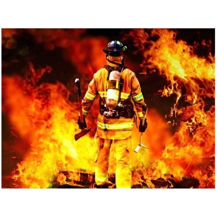 Set broderie cu diamante GIEAAO 5D, Model Firefighter, 12 x 16 inci, Multicolor