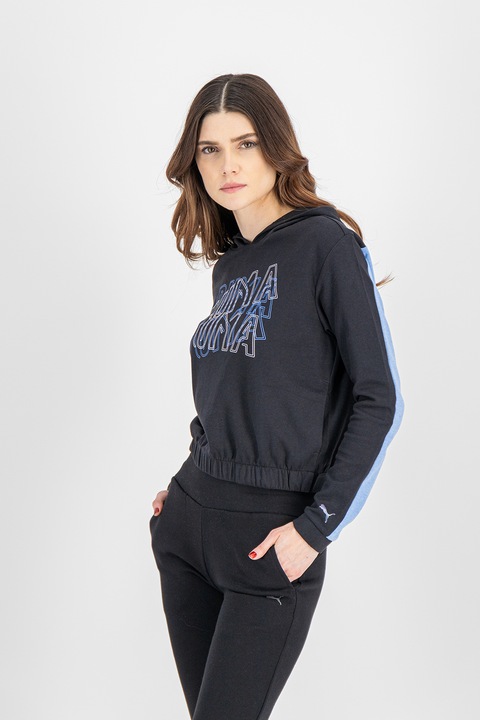 Puma, Късо худи Feel It с лого, Черен, M