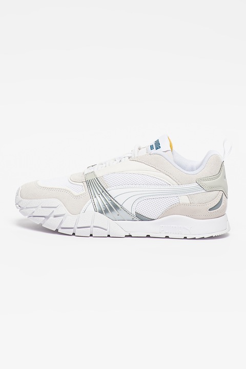 Puma, Pantofi sport cu garnituri de piele intoarsa Kyron Wild Beasts, Alb