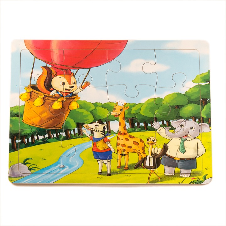 Fa puzzle, a mókus és barátai, 12 darab, 7 játék