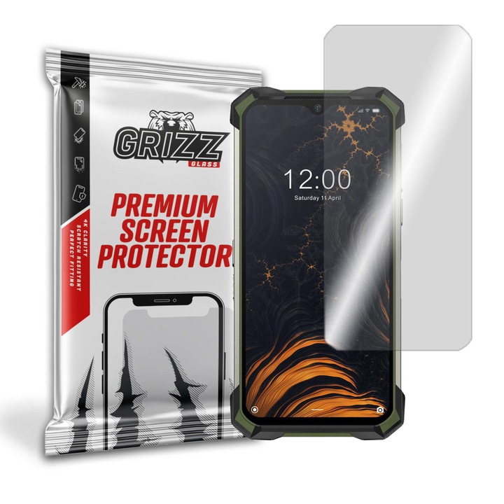 Folie de protectie Grizz Glass, Sticla hibrida, Compatibil Doogee S88 Pro, Transparent