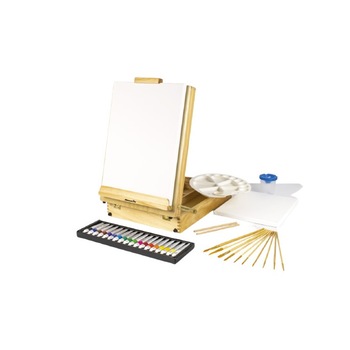 Set pictura cu accesorii, sevalet si cutie Set pictura cu accesorii, sevalet si cutie